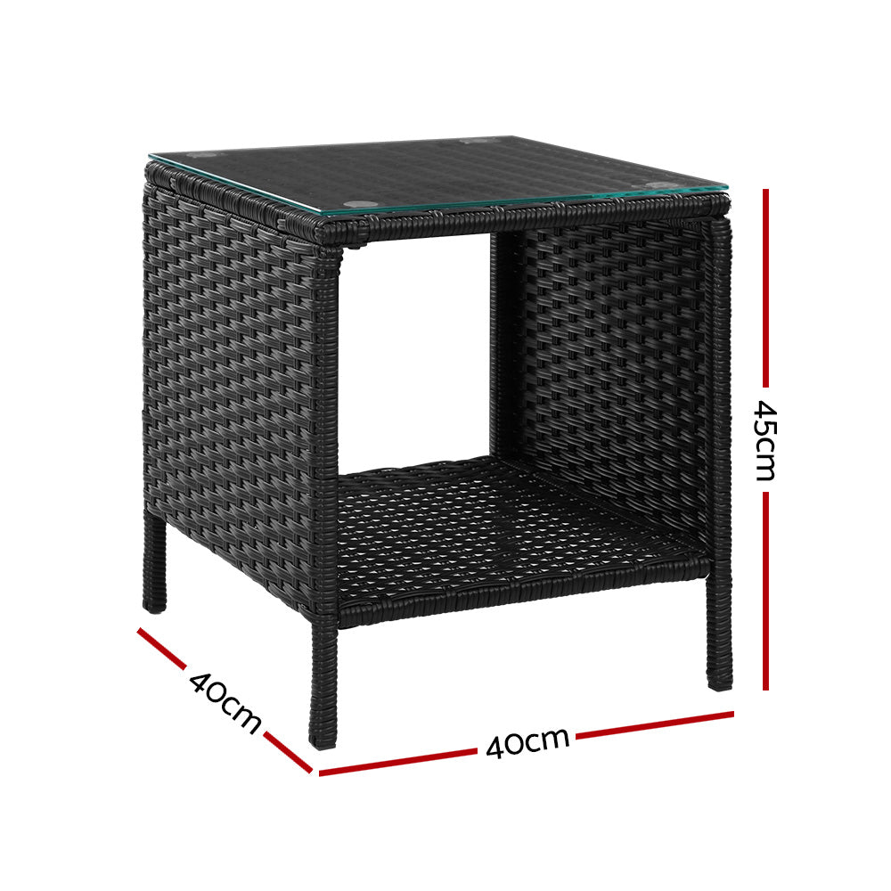 Gardeon Side Table Coffee Patio Outdoor Furniture Rattan Desk Indoor Garden Black