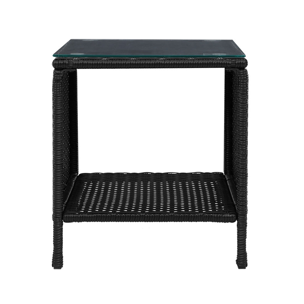 Gardeon Side Table Coffee Patio Outdoor Furniture Rattan Desk Indoor Garden Black