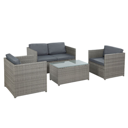 Gardeon Outdoor Furniture Sofa Set 4-Seater Wicker Lounge Setting Table Chairs