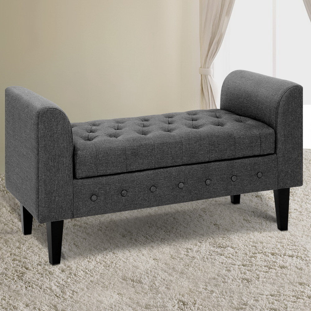 Artiss Fabric Storage Ottoman - Grey