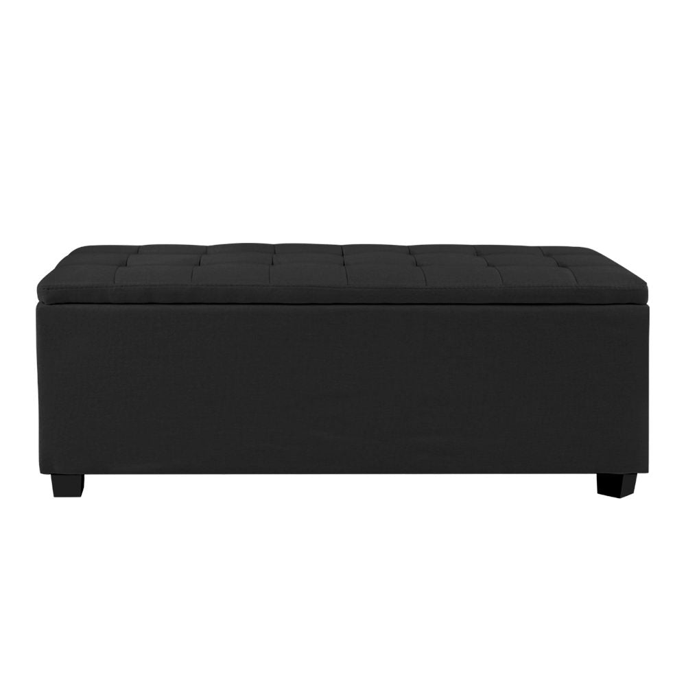 Artiss Storage Ottoman Blanket Box Black Fabric Footstool Chest Couch Seat Toy