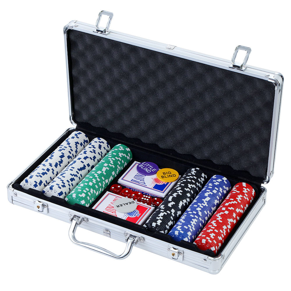 Poker Chip Set 300PC Chips TEXAS HOLD'EM Casino Gambling Dice Cards