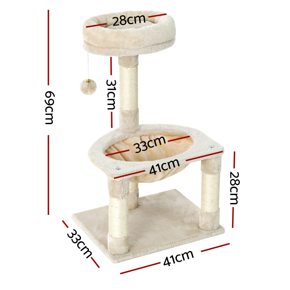 i.Pet Cat Tree Tower Scratching Post Scratcher Wood Condo Toys House Bed 69cm