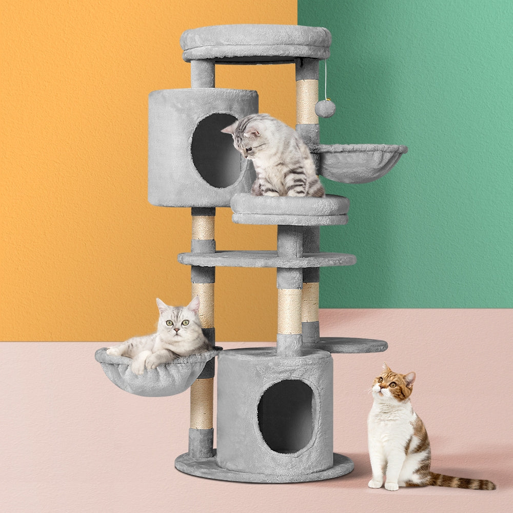 i.Pet Cat Tree Tower Scratching Post Scratcher Wood Condo House Toys Bed 123cm