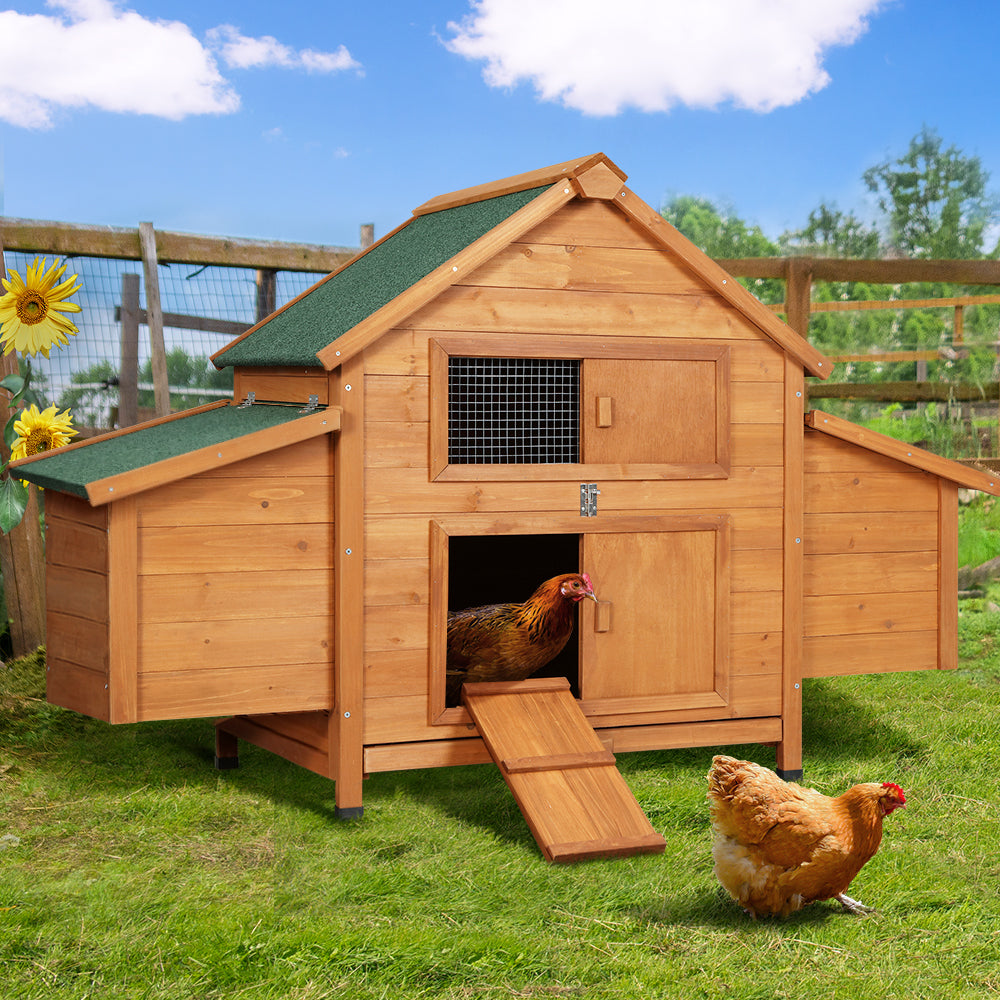 i.Pet Chicken Coop Large Rabbit Hutch House Run Cage Wooden Outdoor Pet Hutch