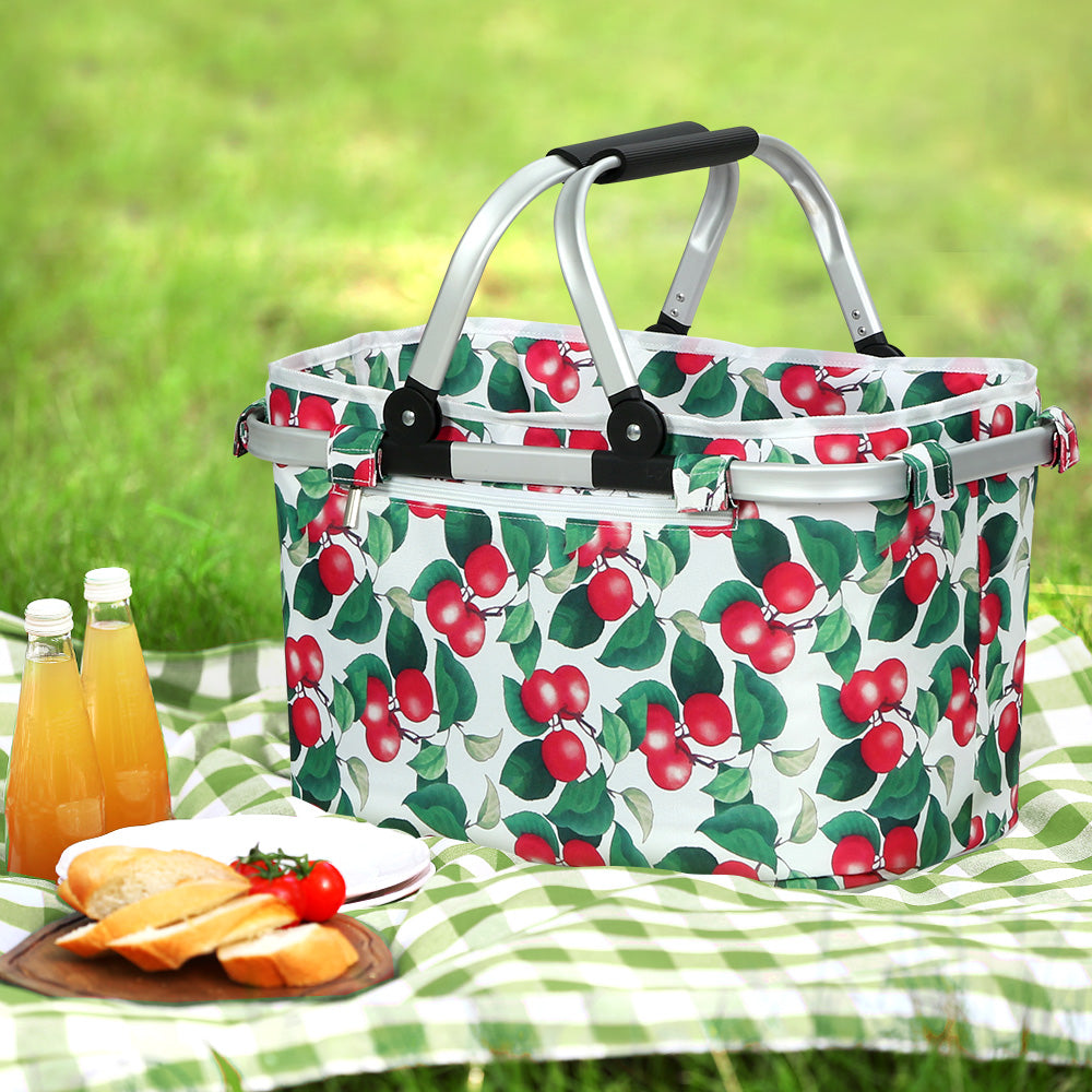 Alfresco Picnic Bag Basket Folding Hamper Camping Hiking Insulated Outdoor