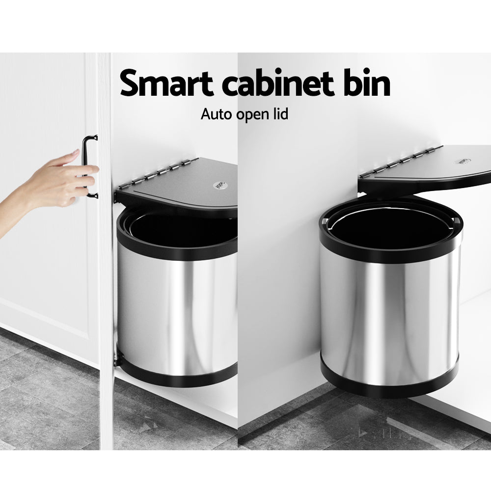 Cefito Kitchen Swing Out Pull Out Bin Stainless Steel Garbage Rubbish Can 12L