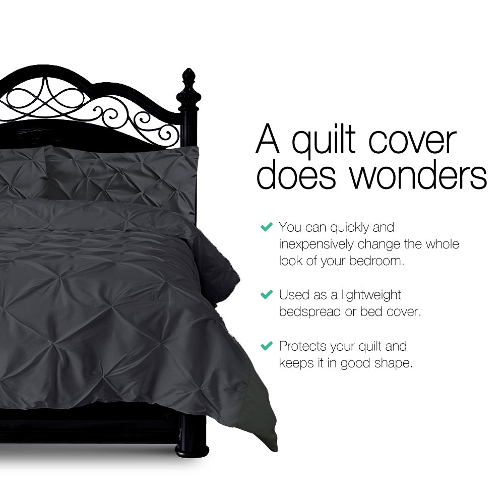 Giselle Quilt Cover Set Diamond Pinch Black - King