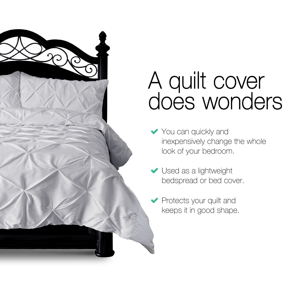 Giselle Quilt Cover Set Diamond Pinch Grey - King