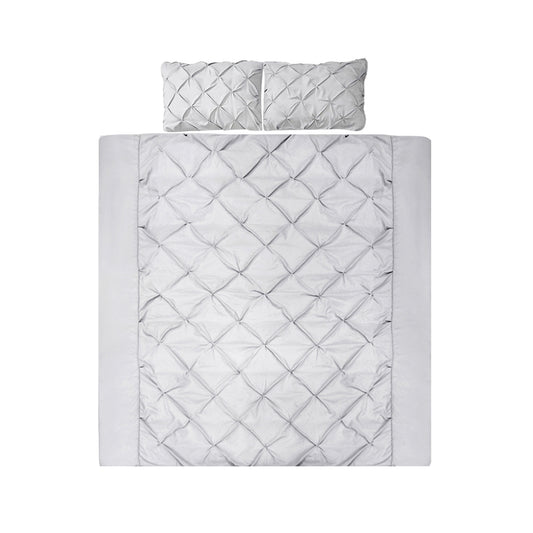 Giselle Quilt Cover Set Diamond Pinch Grey - Super King