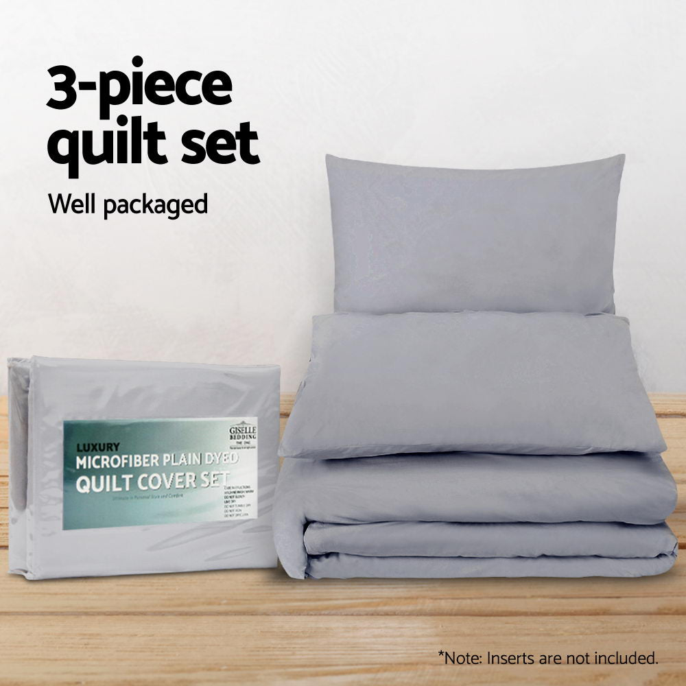 Giselle Quilt Cover Set Classic Grey - King