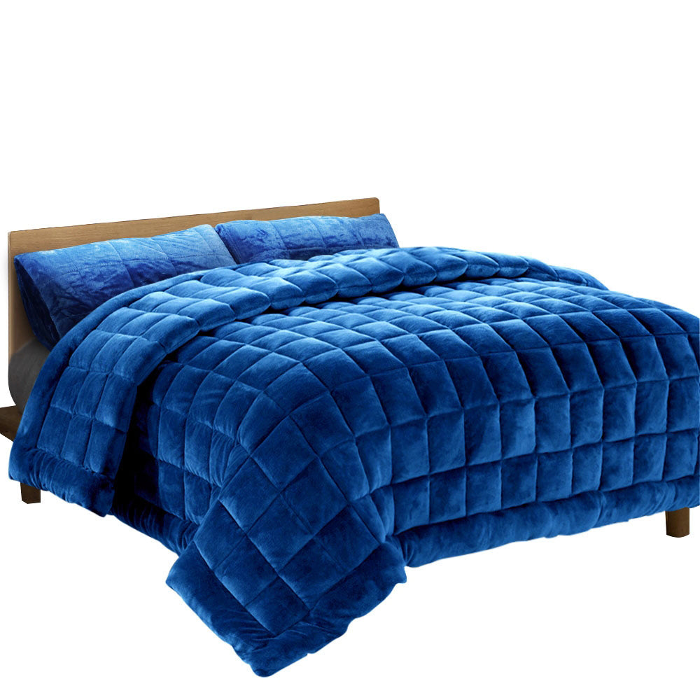 Giselle Bedding Faux Mink Quilt Queen Size Navy