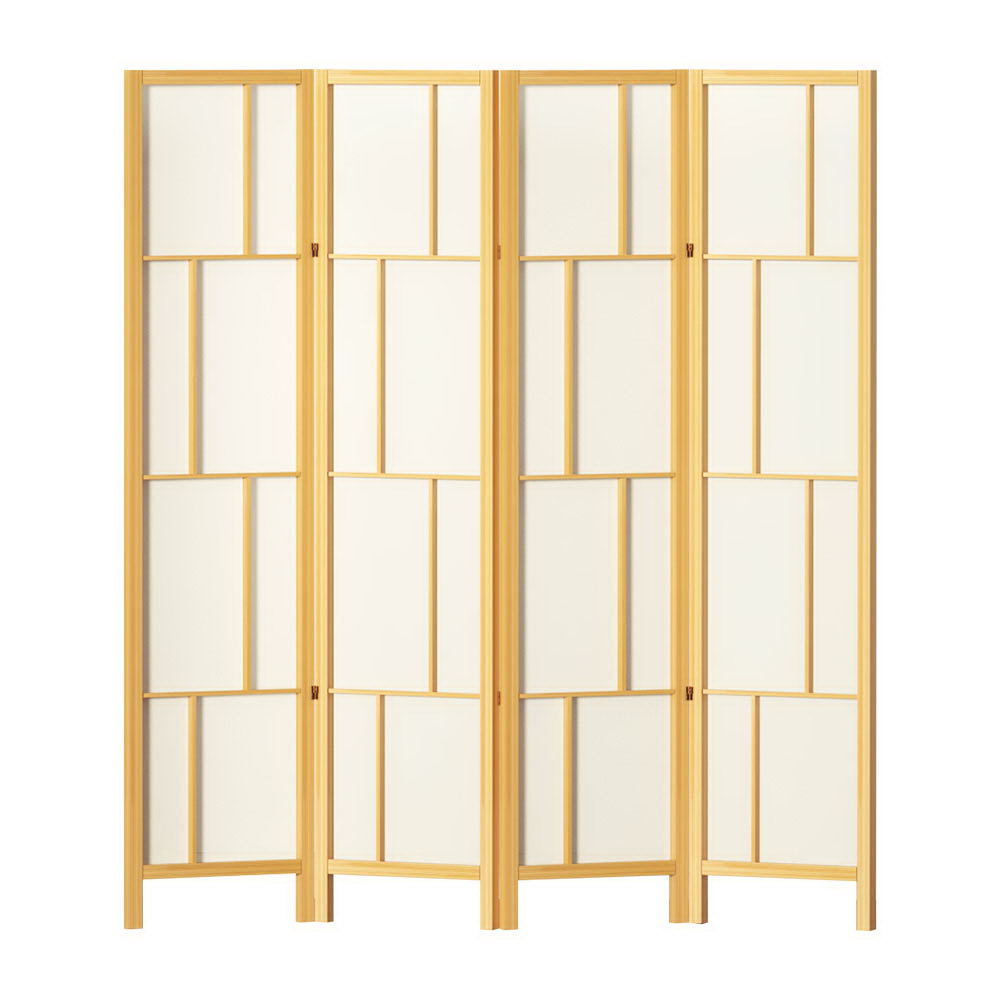 Artiss Ashton Room Divider Screen Privacy Wood Dividers Stand 4 Panel Natural