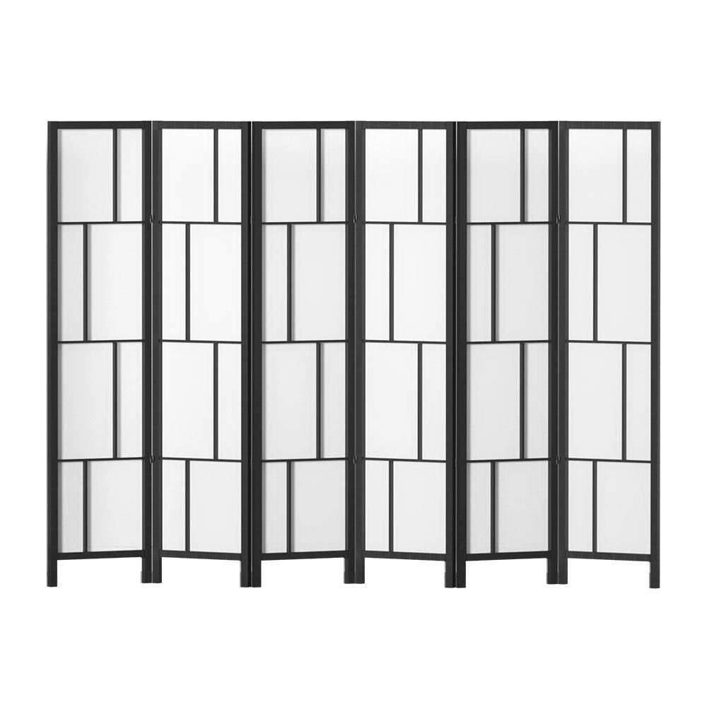 Artiss Ashton Room Divider Screen Privacy Wood Dividers Stand 6 Panel Black