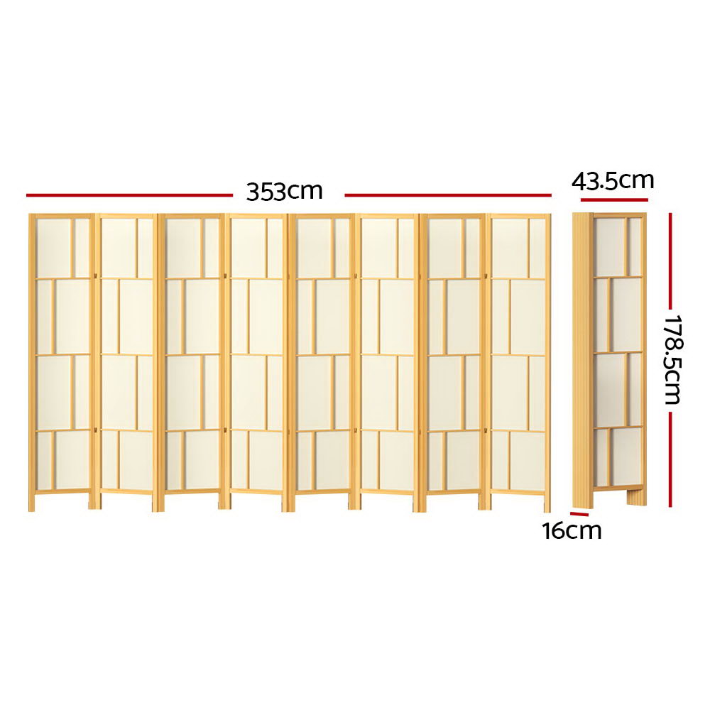 Artiss Ashton Room Divider Screen Privacy Wood Dividers Stand 8 Panel Natural