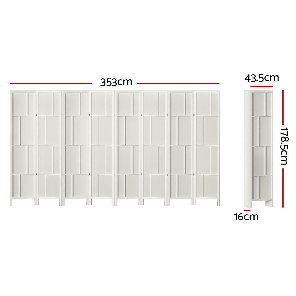 Artiss Ashton Room Divider Screen Privacy Wood Dividers Stand 8 Panel White