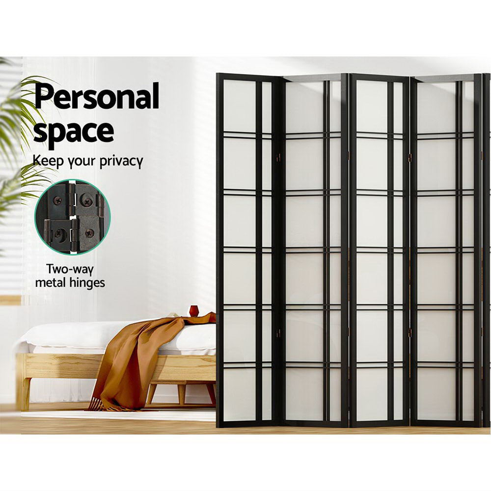 Artiss Room Divider Screen Privacy Wood Dividers Stand 8 Panel Nova Black