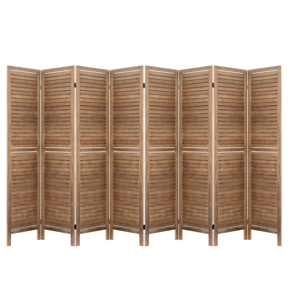 Artiss Room Divider Screen 8 Panel Privacy Wood Dividers Stand Bed Timber Brown