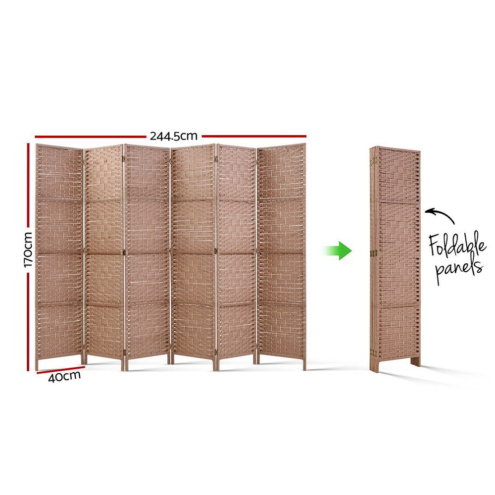 Artiss 6 Panel Room Divider Screen Privacy Timber Foldable Dividers Stand Natural