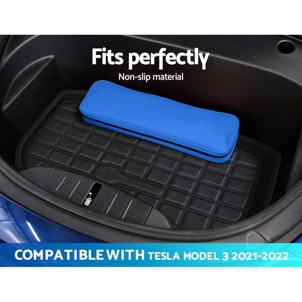 3PCS Car Rear Front Cargo Trunk Toolbox Luggage Rubber Mats for Tesla Model 3 2021-2022