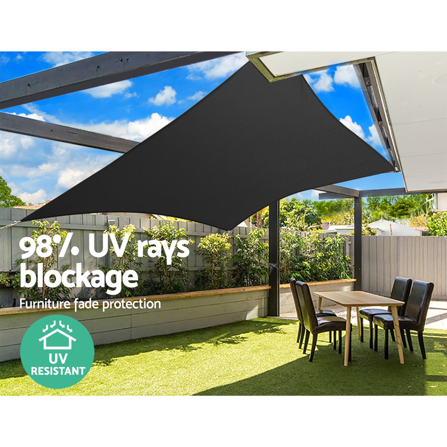 Instahut 280gsm 3x6m Sun Shade Sail Canopy Rectangle