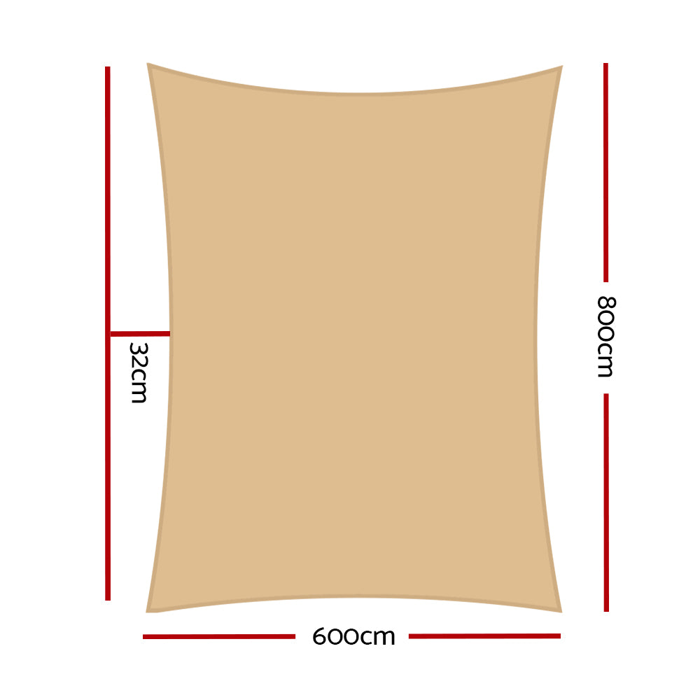 Instahut 6x8m 280gsm Shade Sail Sun Shadecloth Canopy Square