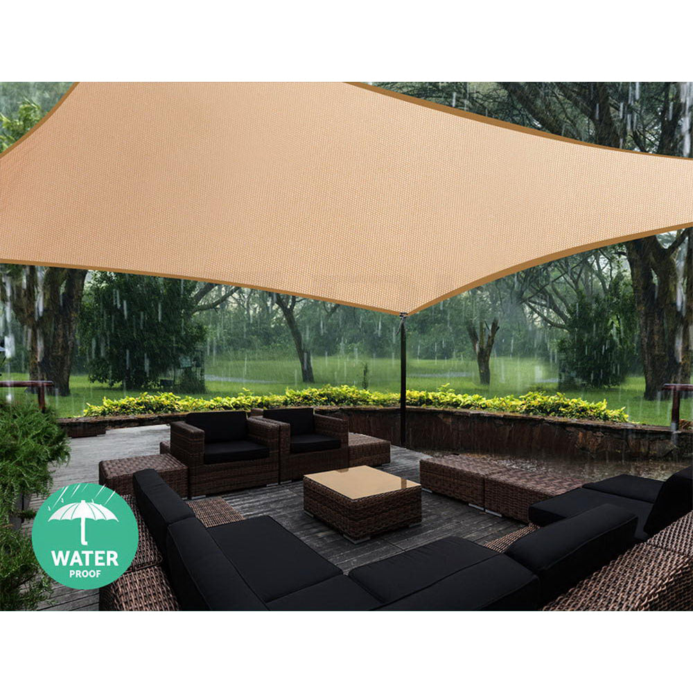 Instahut 3 x 5m Waterproof Rectangle Shade Sail Cloth - Sand Beige