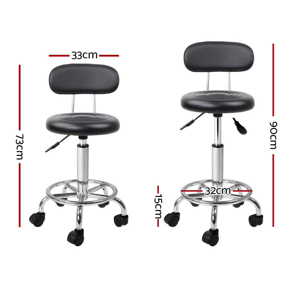 Artiss 2X Salon Stool Swivel Backrest Chair Barber Hairdressing Hydraulic Height