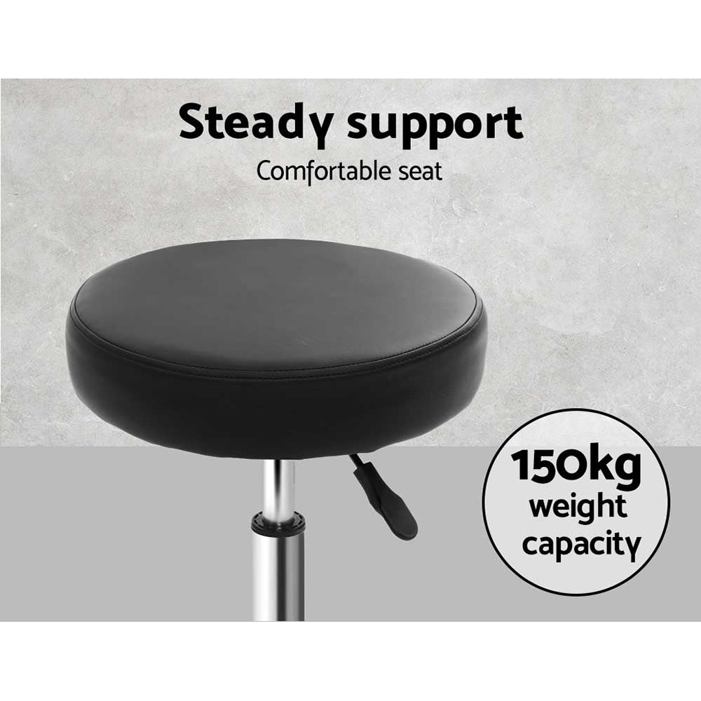 Artiss Round Salon Stool Black PU Swivel Barber Hair Dress Chair Hydraulic Lift