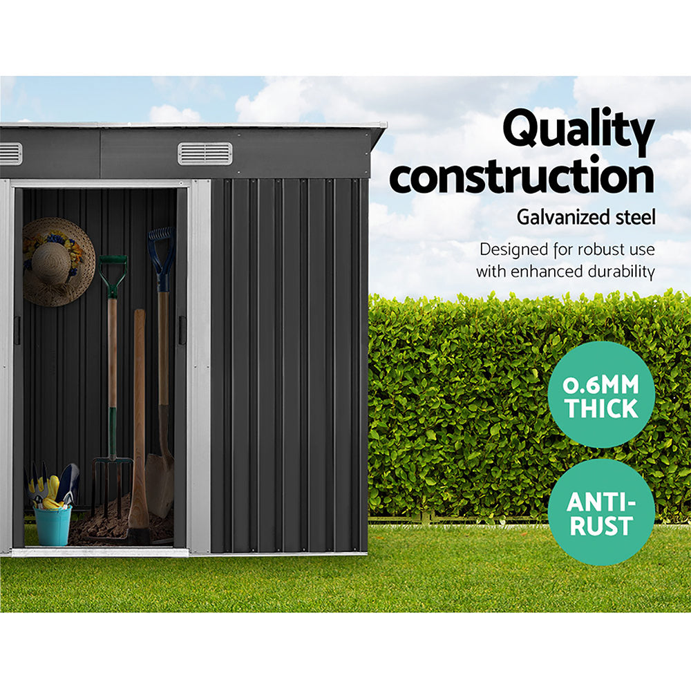 Giantz Garden Shed Outdoor Storage Sheds 2.38x1.31M Tool Metal Base House Grey