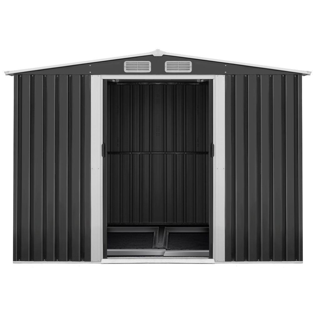 Giantz Garden Shed Outdoor Storage Sheds 2.58x3.14x2.02M Workshop Metal Base Grey