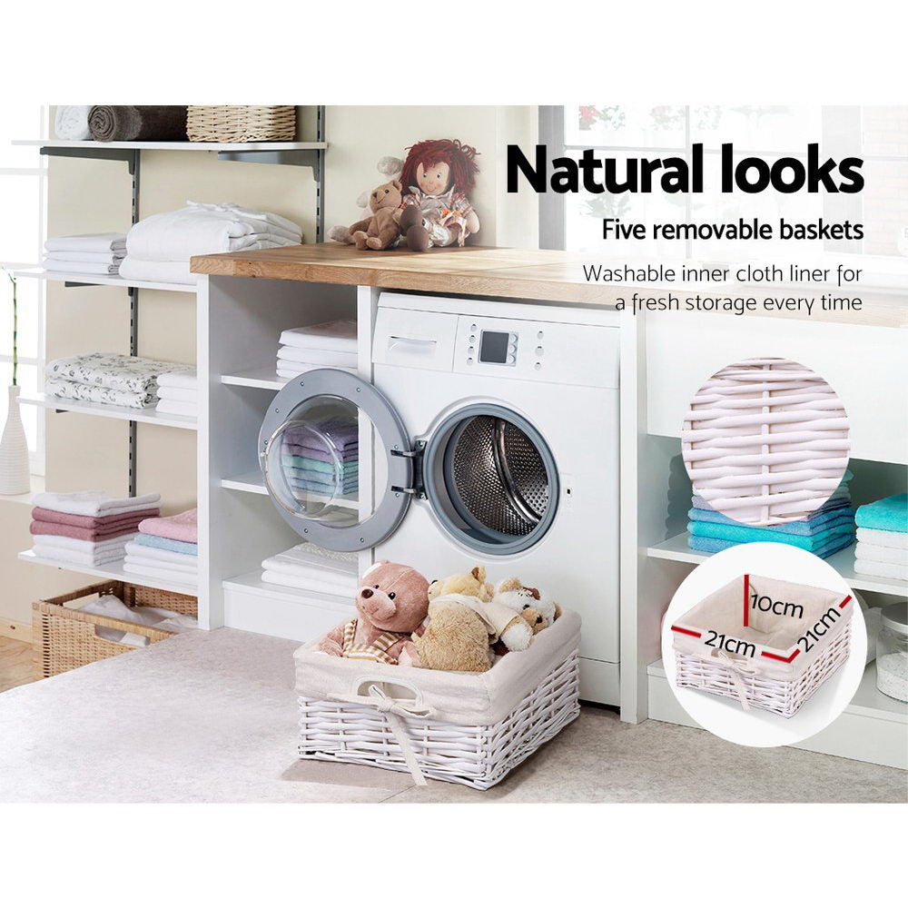 Artiss 5 Basket Storage Drawers - White