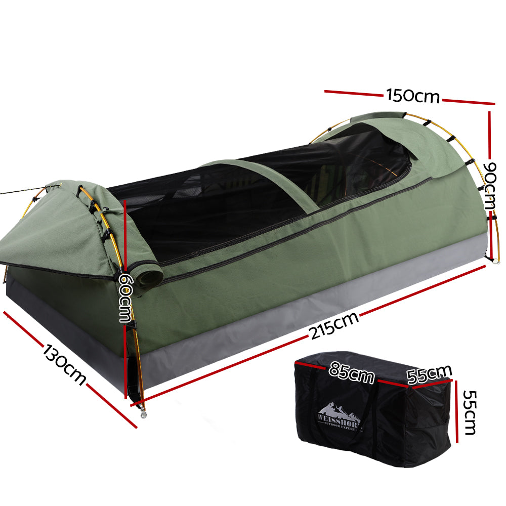 Weisshorn Double Swag Camping Swags Canvas Tent Deluxe Celadon