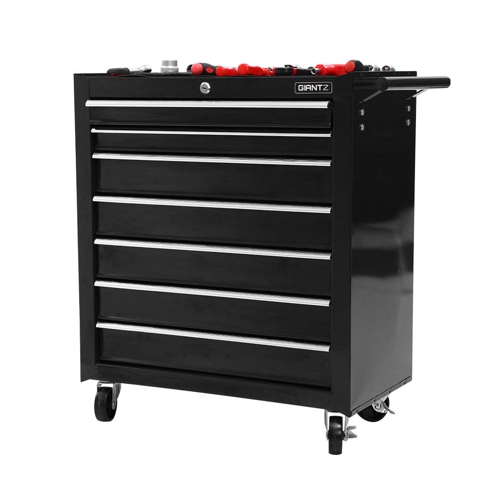 Giantz Tool Chest and Trolley Box Cabinet 7 Drawers Cart Garage Storage Black