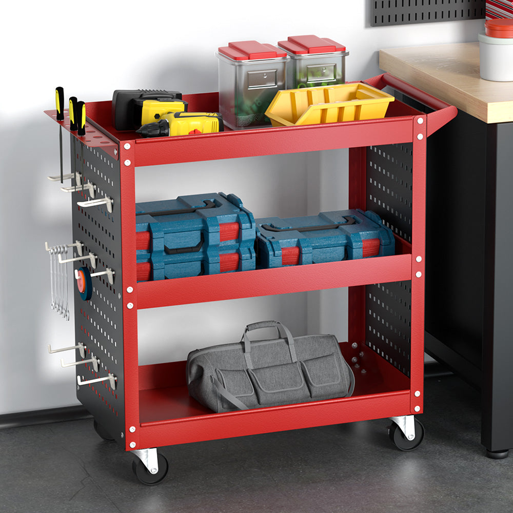 Giantz 3-Tier Tool Cart Trolley Toolbox Workshop Garage Storage Organizer 150kg