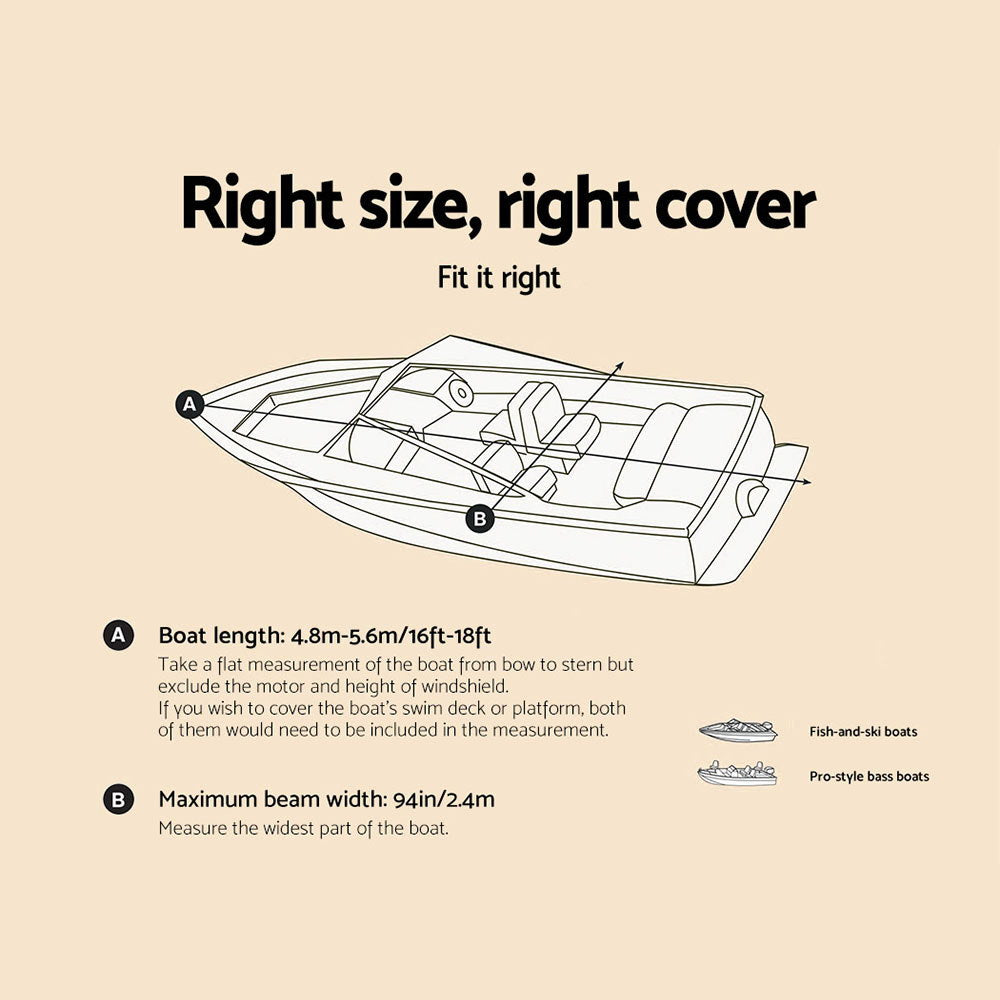 Seamanship 16-18.5ft Boat Cover Trailerable Marine Grade 600D