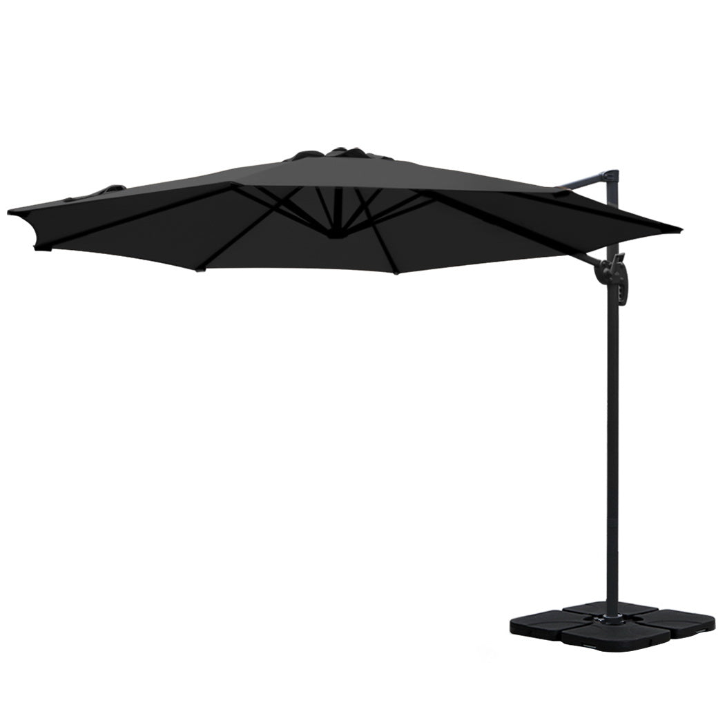 Instahut Outdoor Umbrella 3m Base Cantilever Beach Stand Sun Roma Black 50cm