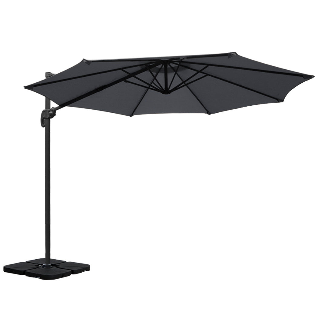 Instahut Outdoor Umbrella 3m Base Cantilever Beach Stand Sun Roma Charcoal 50cm