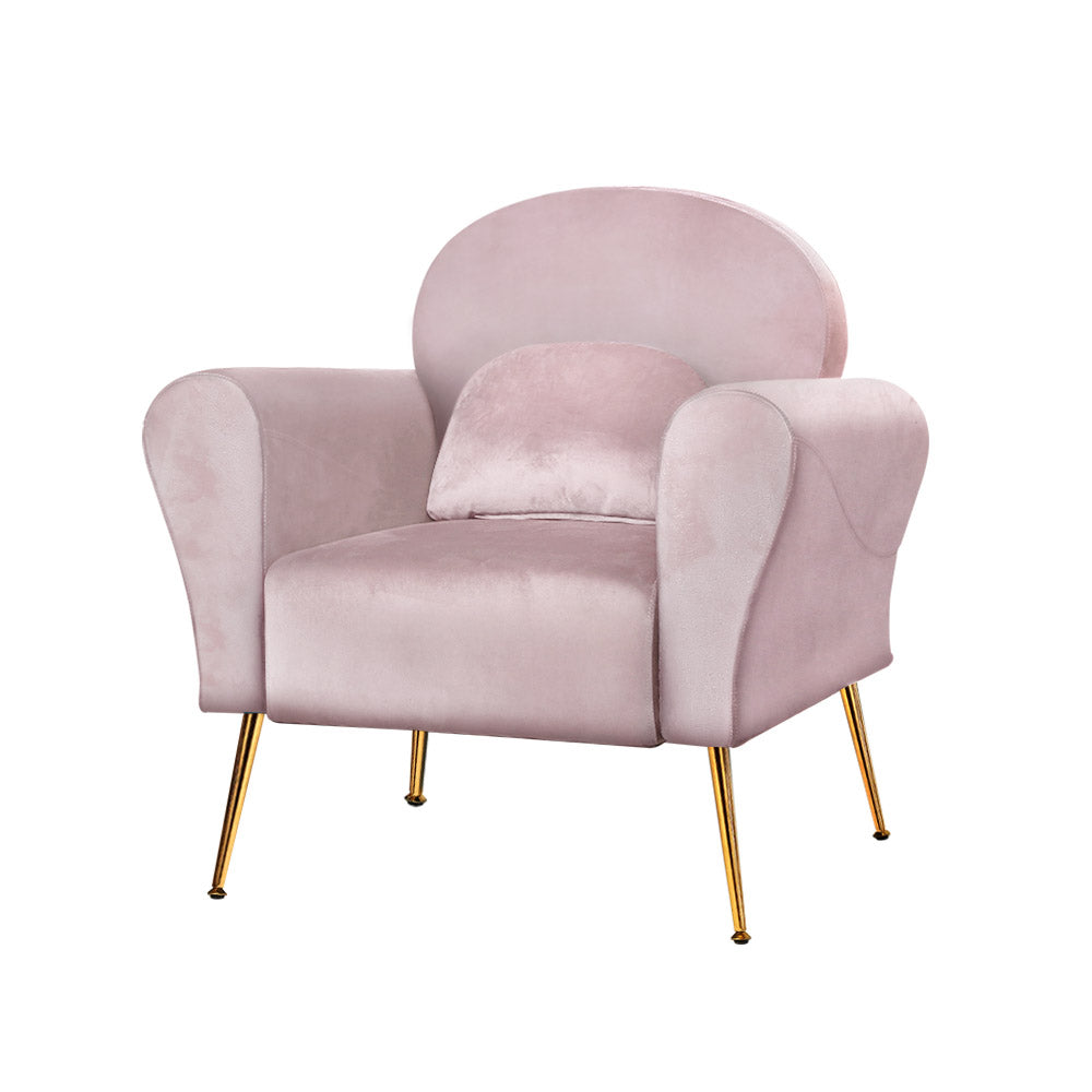 Artiss Armchair Lounge Chair Accent Armchairs Chairs Sofa Pink Velvet Cushion