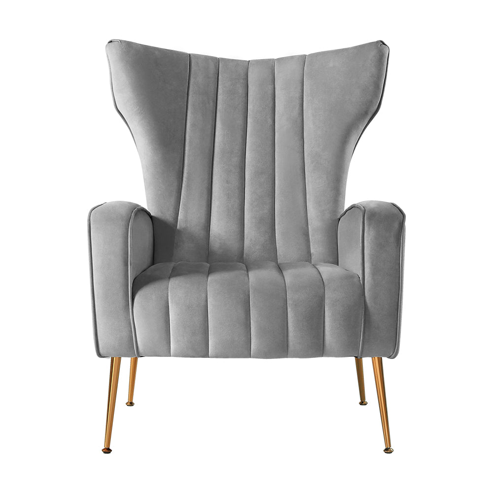 Artiss Armchair Lounge Accent Chairs Armchairs Chair Velvet Sofa Grey Seat