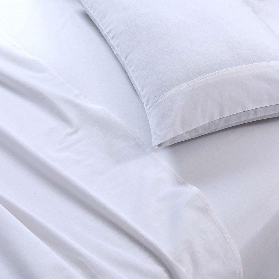 Elan Linen 100% Egyptian Cotton Vintage Washed 500TC White Double Bed Sheets Set