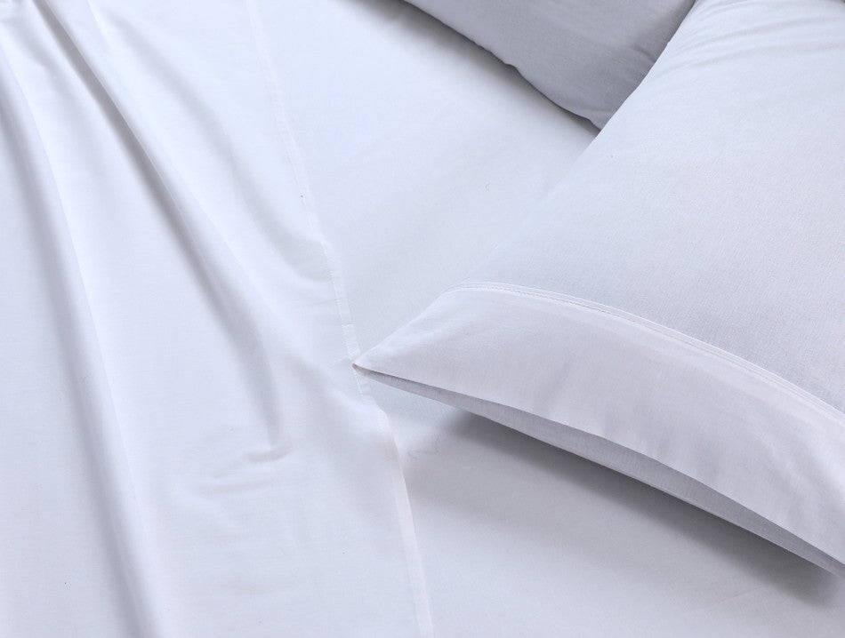 Elan Linen 100% Egyptian Cotton Vintage Washed 500TC White Double Bed Sheets Set