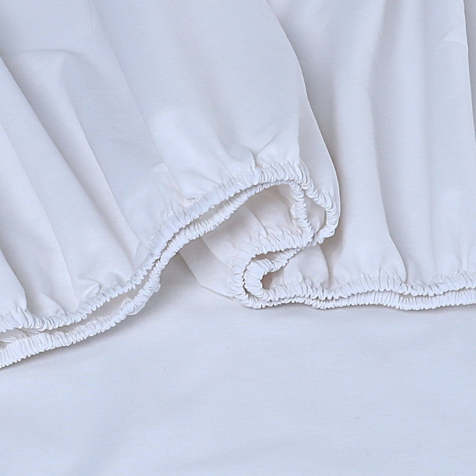 Elan Linen 100% Egyptian Cotton Vintage Washed 500TC White Double Bed Sheets Set