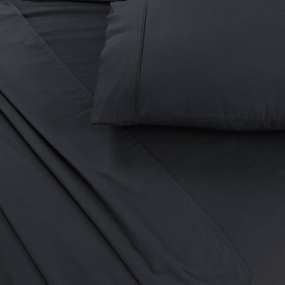 Elan Linen 100% Egyptian Cotton Vintage Washed 500TC Charcoal King Bed Sheets Set