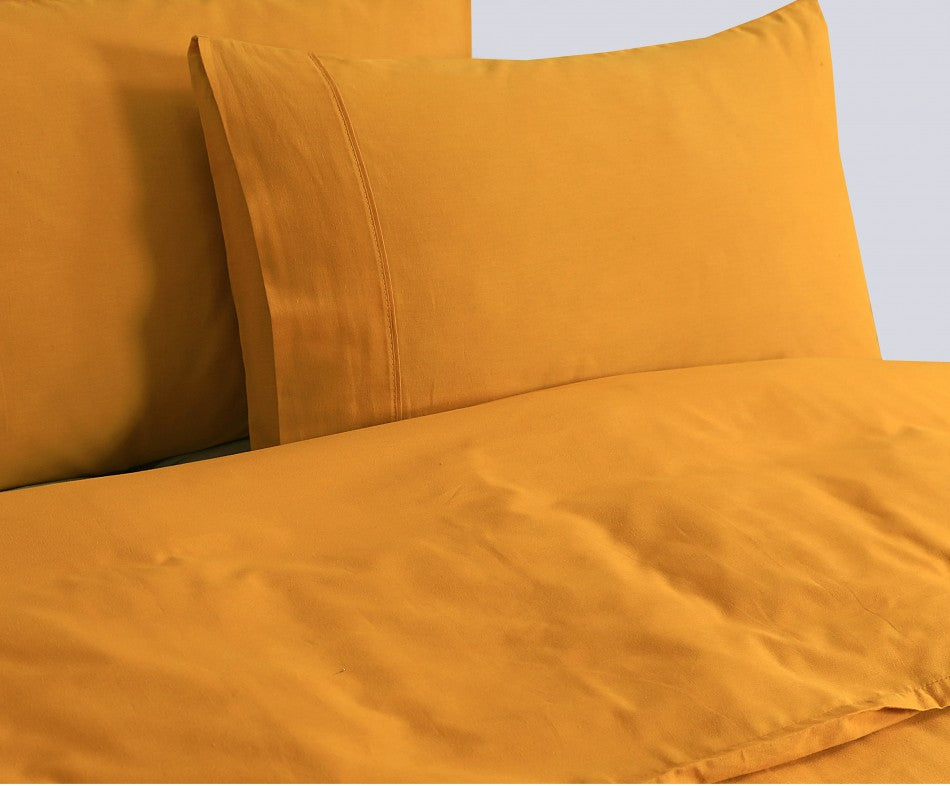 Elan Linen 100% Egyptian Cotton Vintage Washed 500TC Mustard King Quilt Cover Set