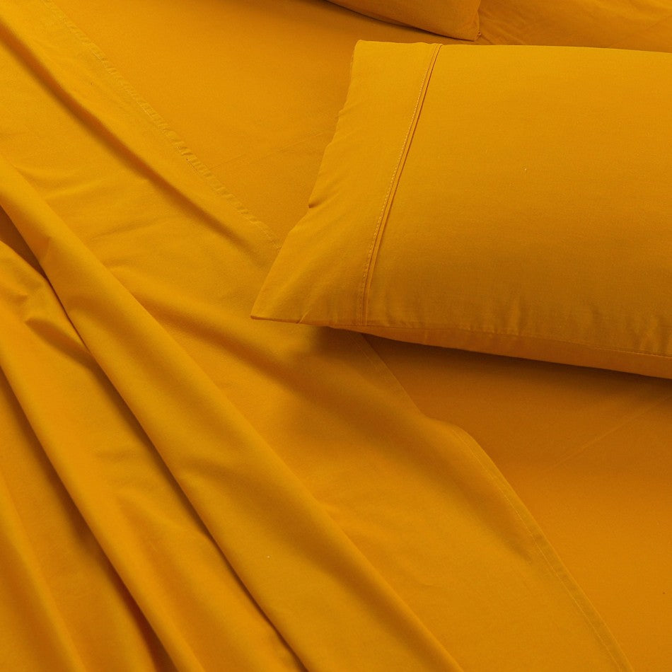 Elan Linen 100% Egyptian Cotton Vintage Washed 500TC Mustard King Bed Sheets Set