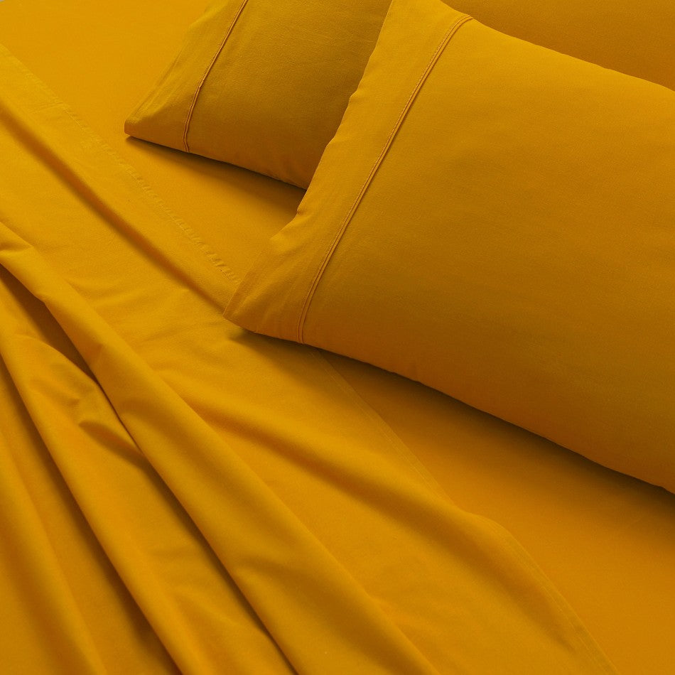 Elan Linen 100% Egyptian Cotton Vintage Washed 500TC Mustard King Bed Sheets Set