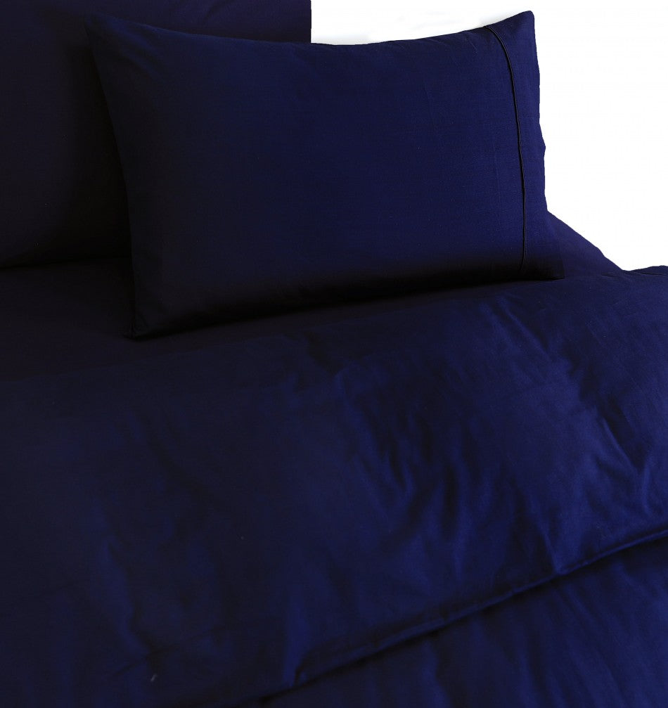 Elan Linen 100% Egyptian Cotton Vintage Washed 500TC Navy Blue King Single Quilt Cover Set