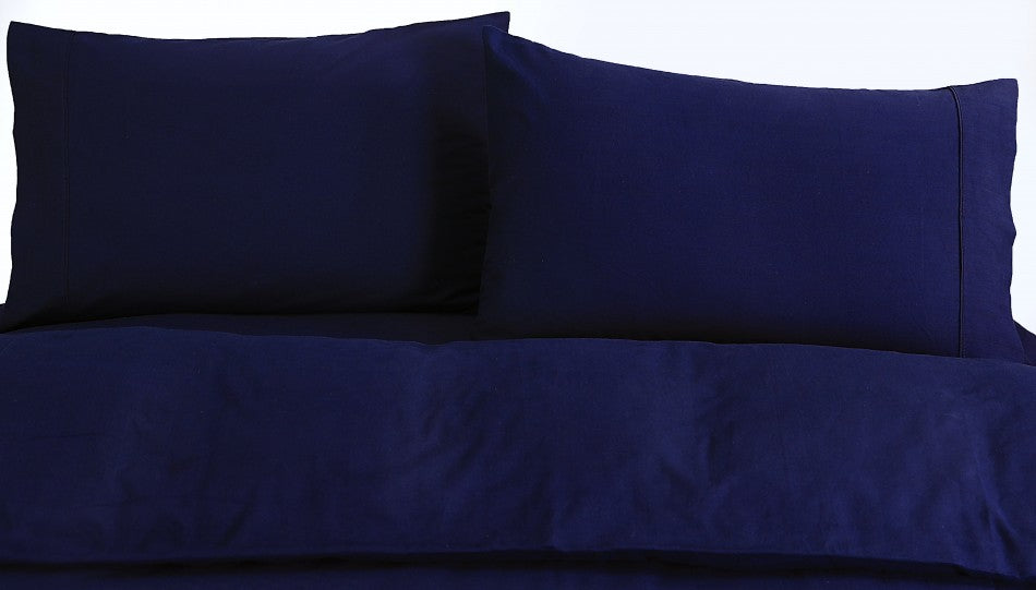 Elan Linen 100% Egyptian Cotton Vintage Washed 500TC Navy Blue King Single Quilt Cover Set