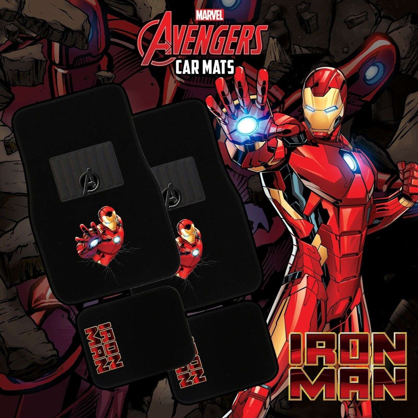 MARVEL AVENGERS 4-Piece Car Mat - IRON MAN